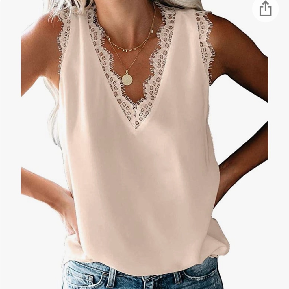 Lace trim dressy sleeveless cami top